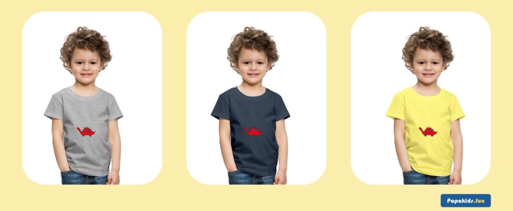 Kinder Dino T-Shirt, anpassbares Design, Wunschfarben selbst auswählen, anpassbare Motivfarben, Dinosaurier, T-Shirt selbst gestalten, 