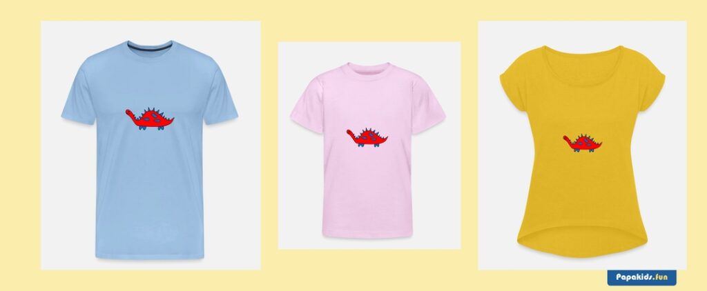 Kinder Dino T-Shirt, anpassbares Design, Wunschfarben selbst auswählen, anpassbare Motivfarben, Dinosaurier, T-Shirt selbst gestalten, 